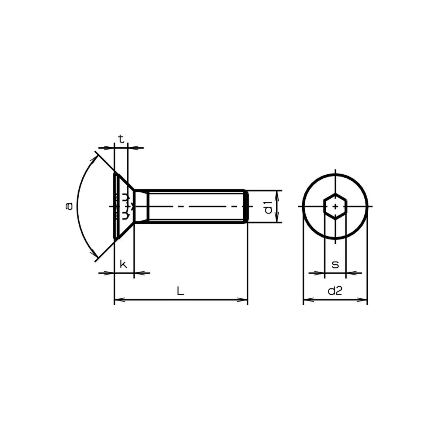 VIS A TETE FRAISEE A SIX PANS CREUX ISO10642 ACIER 10.9