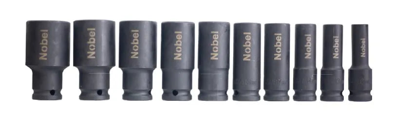 Série de douilles impact 1/2 pouce 6 pans, 10 pièces de 10 à 32 mm