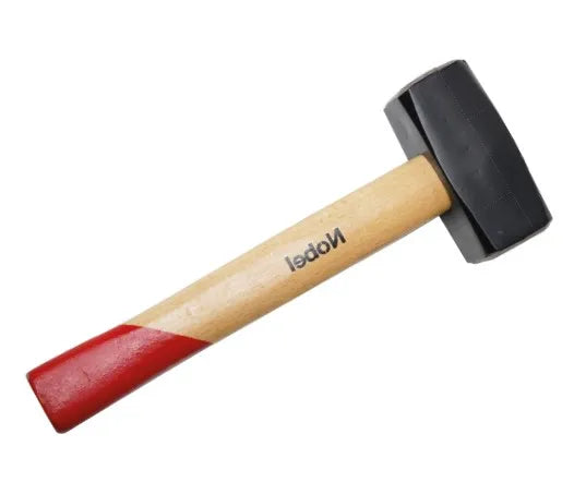 Massette professionnelle manche bois – double tête carrée, frêne véritable